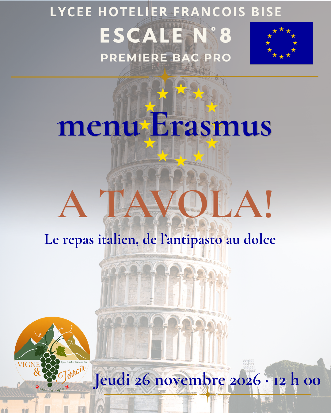 Escale N°8 – A Tavola ! Menu Erasmus